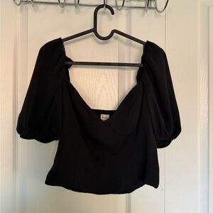 Wilfred Black Puff Sleeve Crop Top